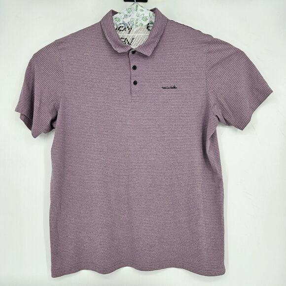 Travis Mathew Polo Shirt Mens XXL Short Sleeve Pink Striped Golf Casual Preppy - Picture 1 of 10
